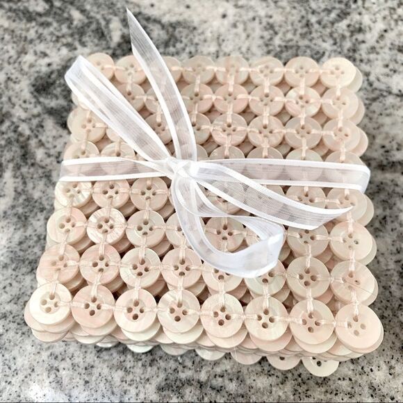 10
pearl button 4” x 4” square coasters new unique luxe accessory for your home - Picture 1 of 7